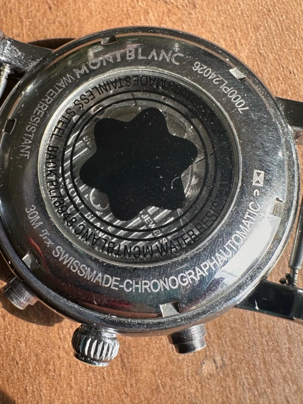 Montblanc Fly back Automatic Chronograph Mens Watch Black Big Dial Swiss Made